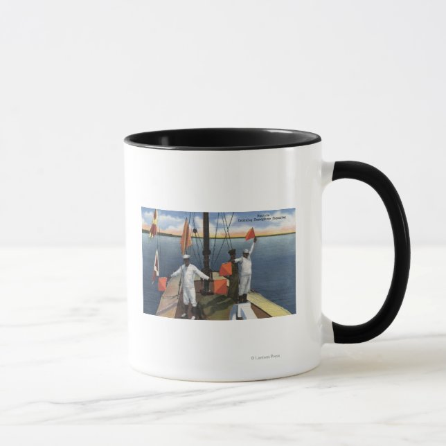 Recruits Learning Semaphore Signalling - US Navy Mug (Right)