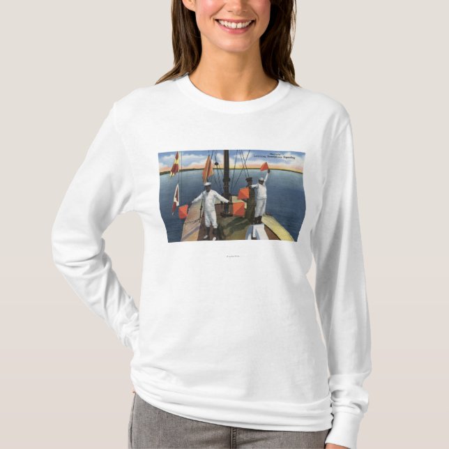 Recruits Learning Semaphore Signalling - US Navy T-Shirt (Front)