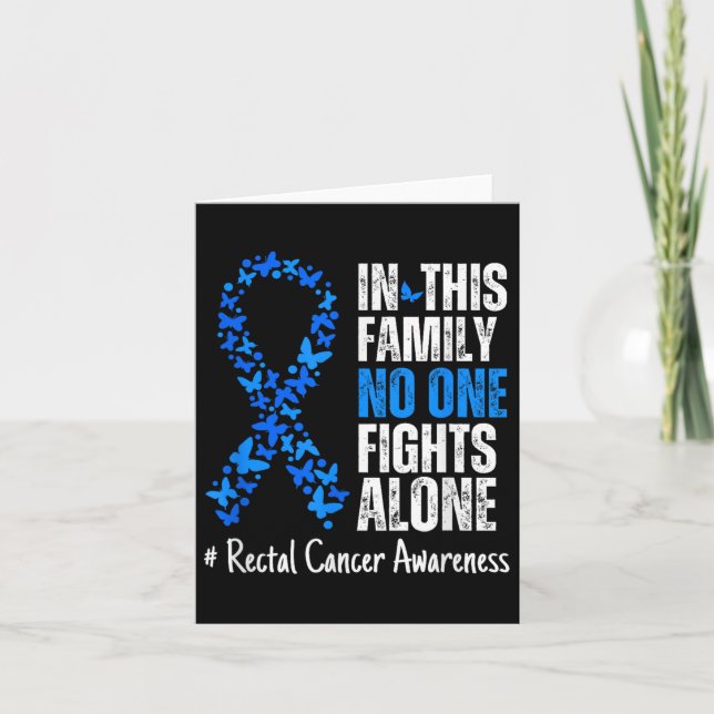 Rectal Cancer Awareness Month Blue Ribbon Butterfl Card (Front)