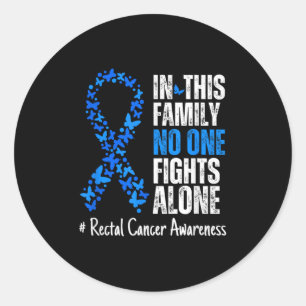 Rectal Cancer Awareness Month Blue Ribbon Butterfl Classic Round Sticker