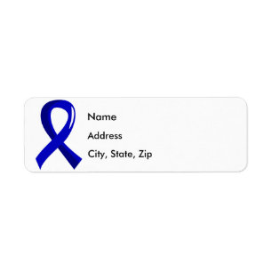 Rectal Cancer Blue Ribbon 3 Return Address Label