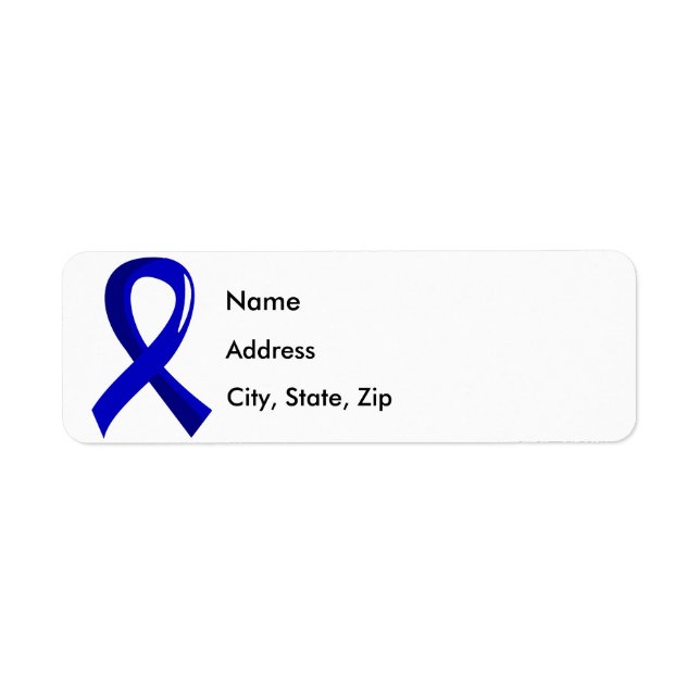 Rectal Cancer Blue Ribbon 3 Return Address Label (Front)