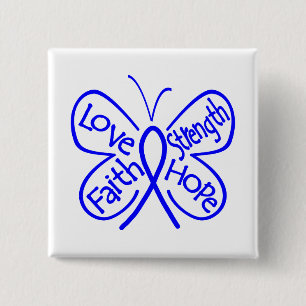 Rectal Cancer Butterfly Inspiring Words 15 Cm Square Badge