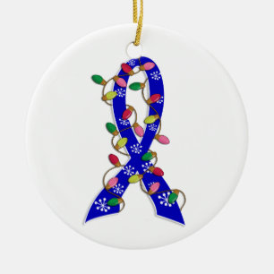 Rectal Cancer Christmas Lights Ribbon Ceramic Tree Decoration