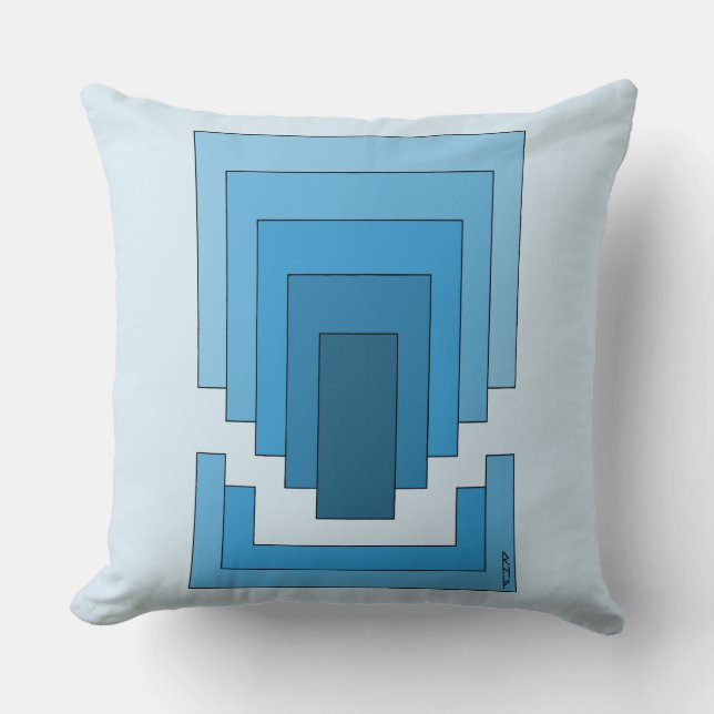 Rectangle Abstract in Blue  Cushion (Front)