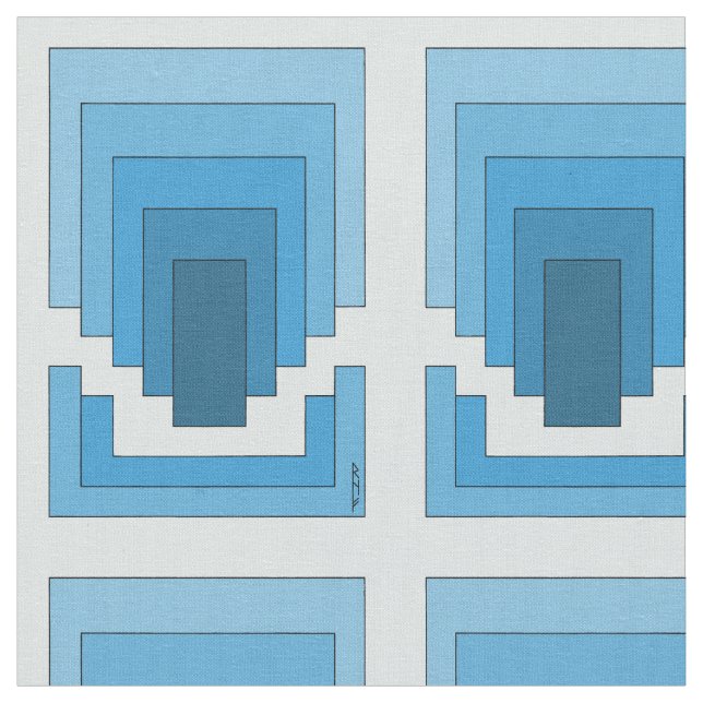 Rectangle Abstract in Blue  Fabric (Close Up)