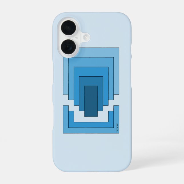 Rectangle Abstract in Blue  iPhone 16 Case (Back)