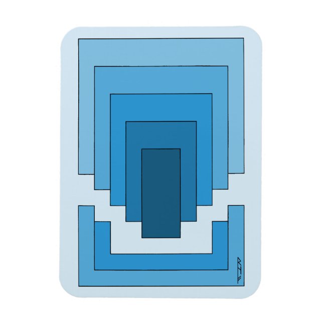 Rectangle Abstract in Blue  Magnet (Vertical)