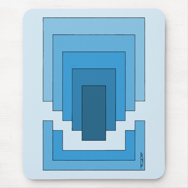 Rectangle Abstract in Blue  Mouse Pad (Front)