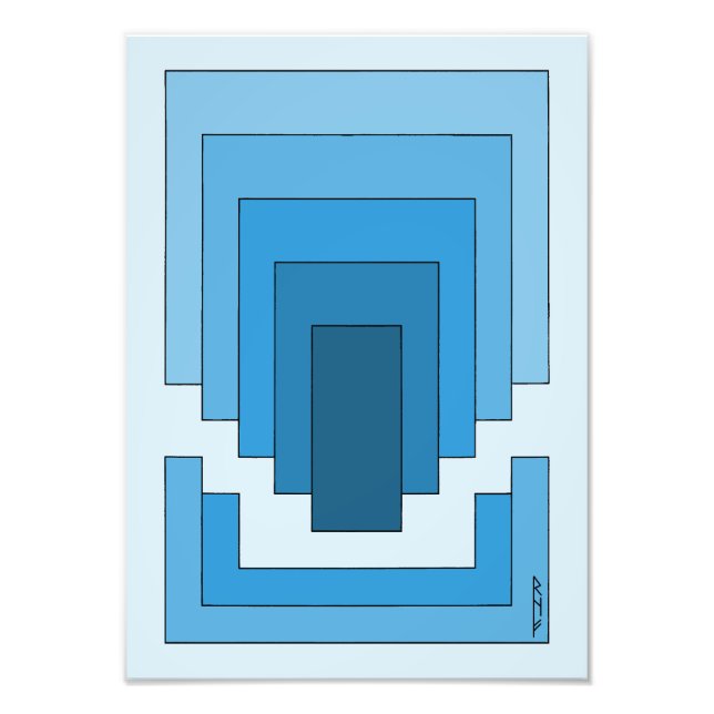 Rectangle Abstract in Blue  Photo Print (Front)