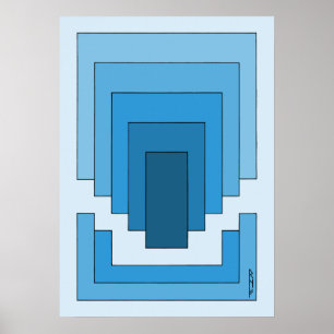 Rectangle Abstract in Blue  Poster