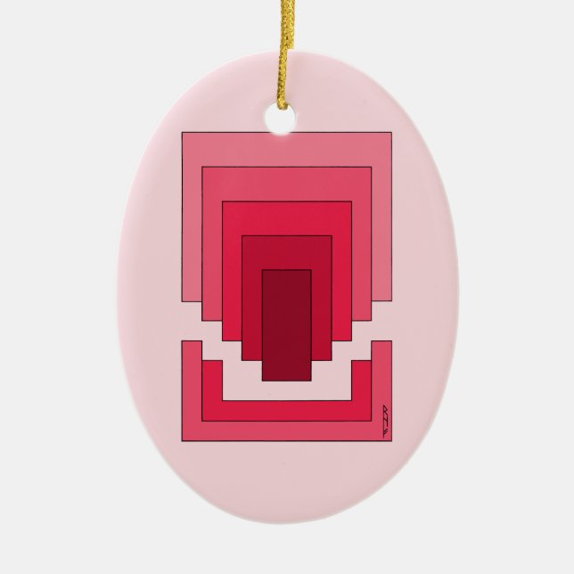 Rectangle Abstract in Red Ceramic Ornament (Front)