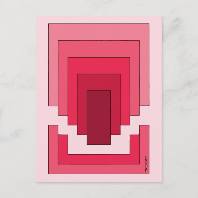 Rectangle Abstract in Red Postcard (Front)