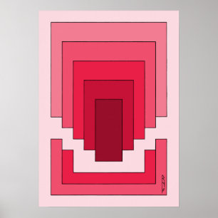 Rectangle Abstract in Red Poster