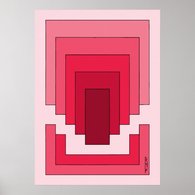 Rectangle Abstract in Red Poster (Front)