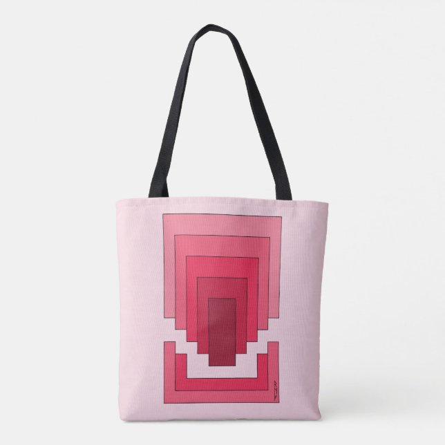 Rectangle Abstract in Red Tote Bag (Back)