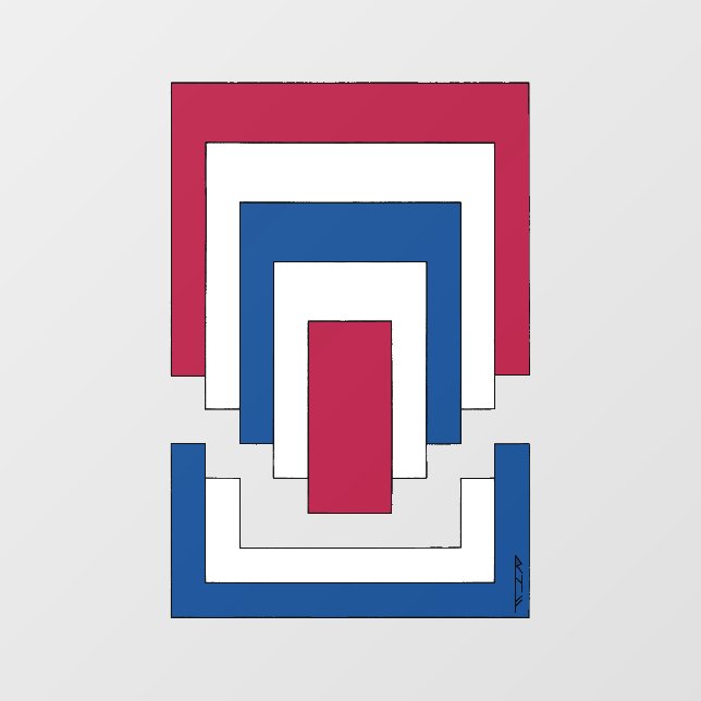 Rectangle Abstract in Red, White, and Blue  (Sheet)