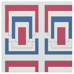 Rectangle Abstract in Red, White, and Blue Fabric