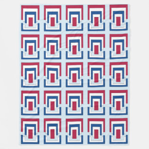 Rectangle Abstract in Red, White, and Blue  Fleece Blanket