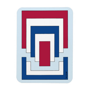Rectangle Abstract in Red, White, and Blue  Magnet