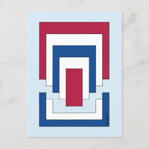 Rectangle Abstract in Red, White, and Blue  Postcard