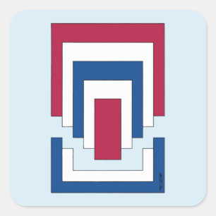 Rectangle Abstract in Red, White, and Blue Square Sticker