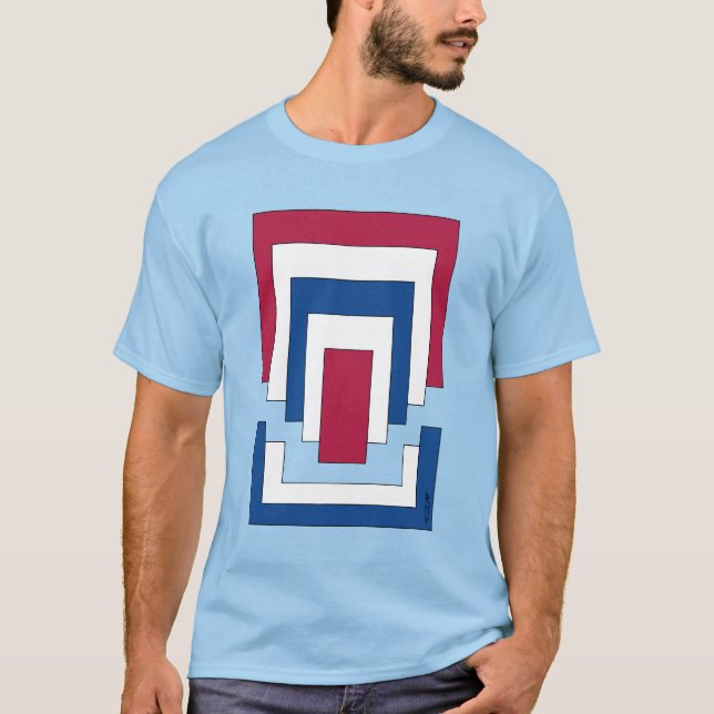 Rectangle Abstract in Red, White, and Blue  T-Shirt (Front)