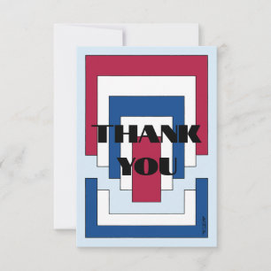 Rectangle Abstract in Red, White, and Blue Thank You Card