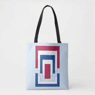 Rectangle Abstract in Red, White, and Blue Tote Bag