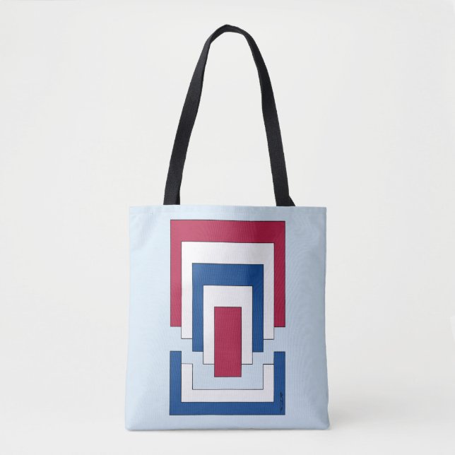 Rectangle Abstract in Red, White, and Blue Tote Bag (Front)