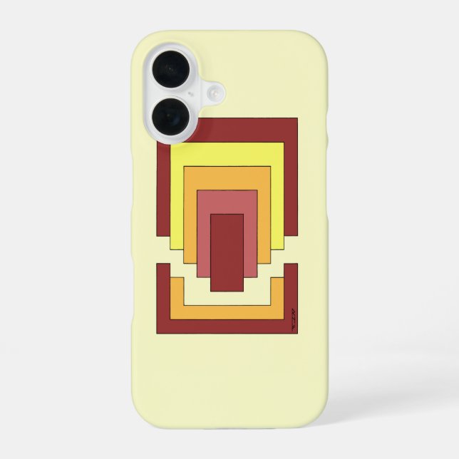 Rectangle Abstract Multicolor (70s Style) iPhone 16 Case (Back)