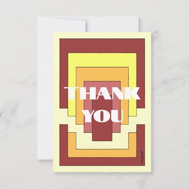 Rectangle Abstract Multicolor (70s Style) Thank You Card (Front)