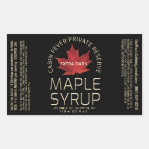 Rectangle Black Maple Syrup with Nutrition Facts  Rectangular Sticker