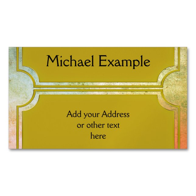 Rectangle Button elegant gold + your back & idea Magnetic Business Card (Front)