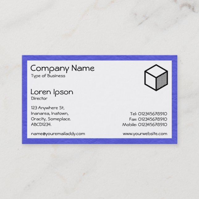 Rectangle - Creased Paper Blue Business Card (Front)