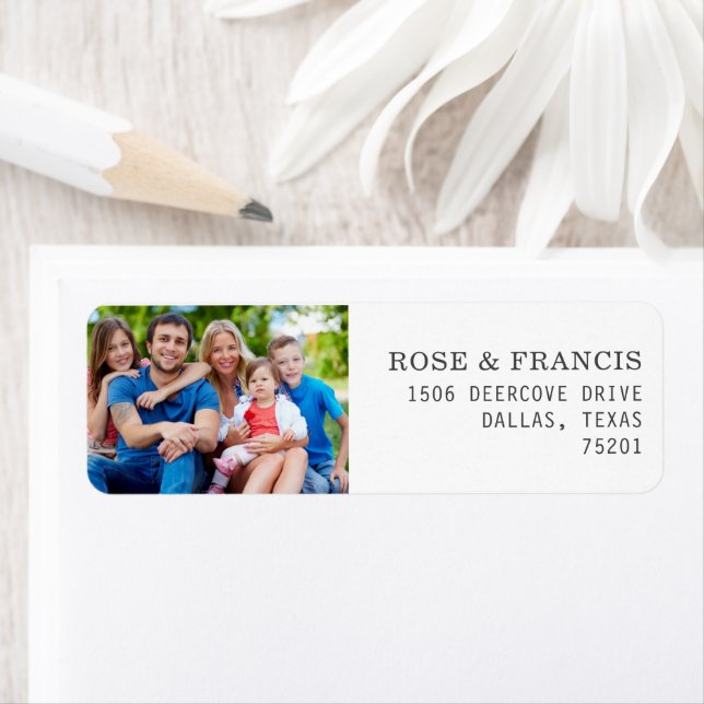 Rectangle Custom Family Photo Return Address Label (Insitu)