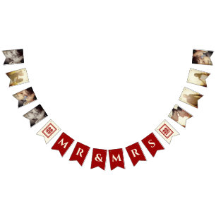 Rectangle Double Happiness Chinese Wedding Photo Bunting