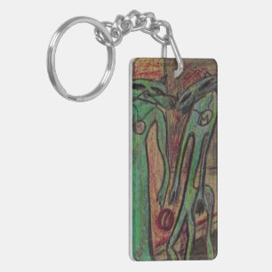 Rectangle (double-sided) Keychain"Chinese Cats" Key Ring