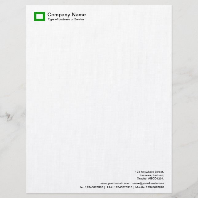 Rectangle Logo - Grass Green Customised Letterhead (Front)