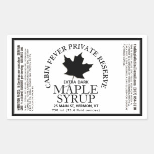Rectangle Maple Syrup with Nutrition Facts Rectangular Sticker