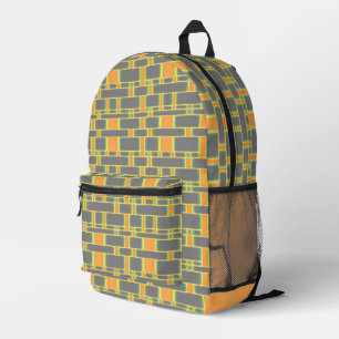 Rectangle Pattern Grey 13 Printed Backpack