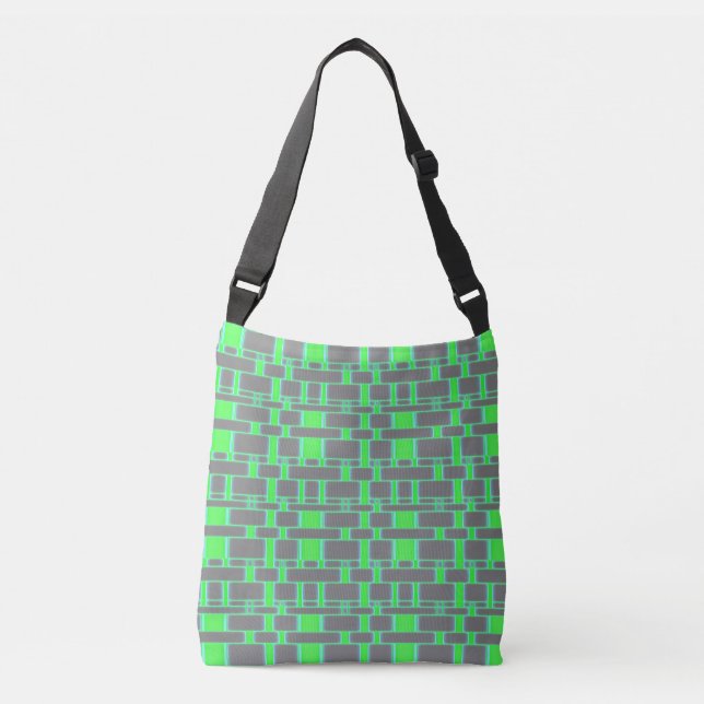 Rectangle Pattern Grey 16 Crossbody Bag (Front)