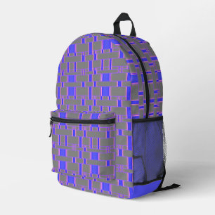 Rectangle Pattern Grey 8 Printed Backpack