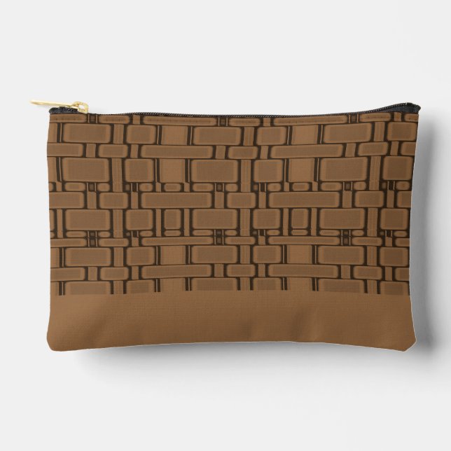 Rectangle Pattern Neutral Coffee Accessory Pouch (Front)