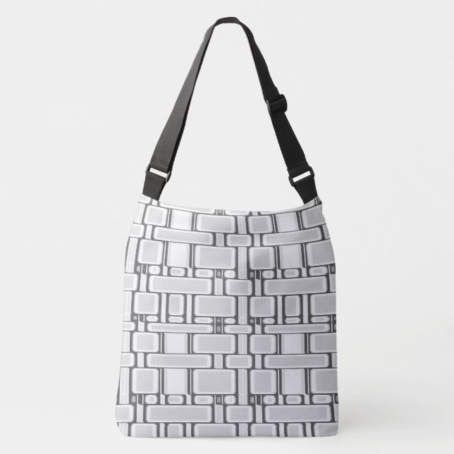 Rectangle Pattern Neutral White Crossbody Bag (Front)