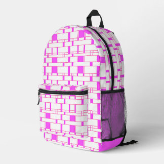 Rectangle Pattern White 10 Printed Backpack