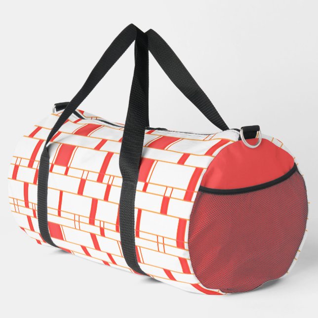 Rectangle Pattern White 12 Duffle Bag (Right Corner)