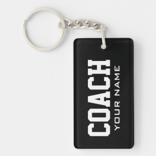 Rectangle sports coach keychain with custom name