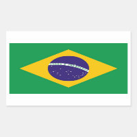 Rectangle sticker with Flag of Brazil