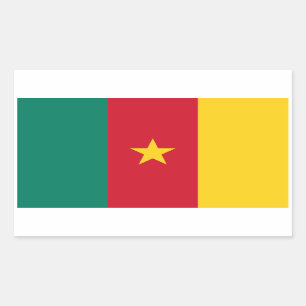 Rectangle sticker with Flag of Cameroon
